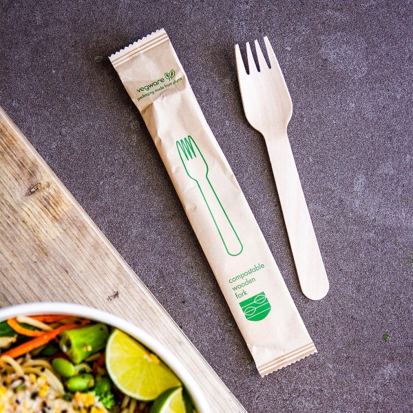 Compostable Wooden Fork, wrapped (500) - Image 2
