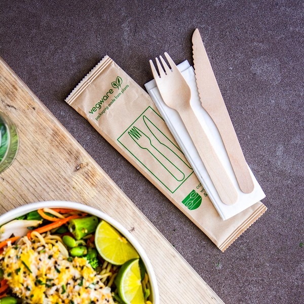 Compostable Wooden Knife and Fork Kit (250) - Image 2