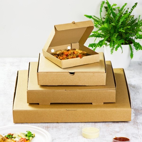 7" Vegware brown kraft pizza box (100) - Image 2