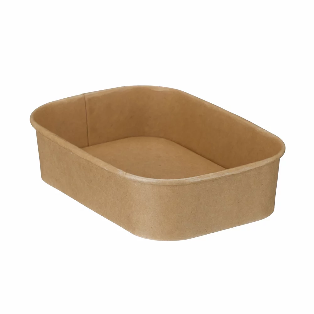 500ml Kraft Rectangular Bowl (PE Lined) (300)