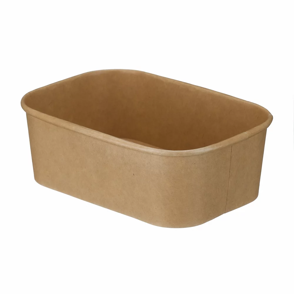 750ml Kraft Rectangular Bowl (PE Lined) (300)